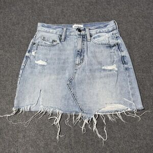 Pistola Womens Skirt 24 Distressed Denim Mini Frayed Holes Grunge Y2K Indie Goth
